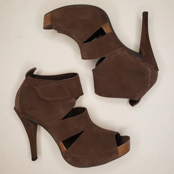 Pedro Garcia Platform Leather Peep Toe Crossover Brown (Size 40.5) - Picture 8 of 17